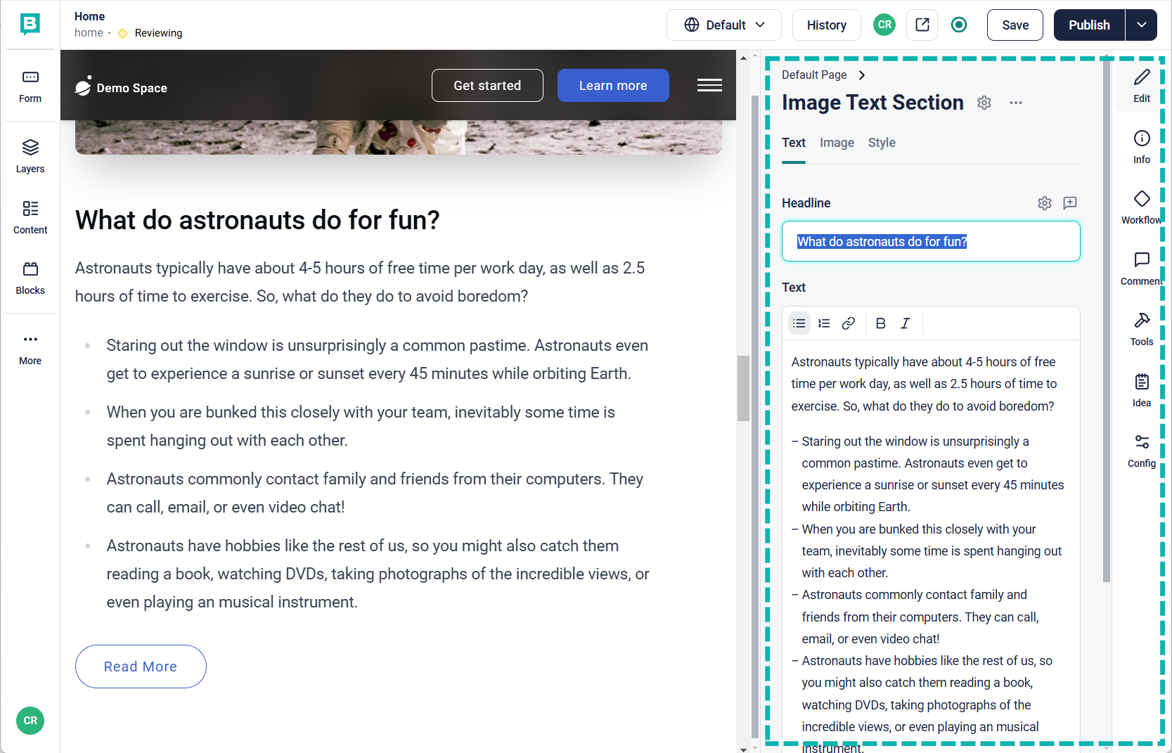 Screenshot, wie jemand im visuellen Editor Text bearbeitet.
