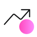 Arrow graph pointing upwards with a pink circle | AI Glasses SUNZINET
